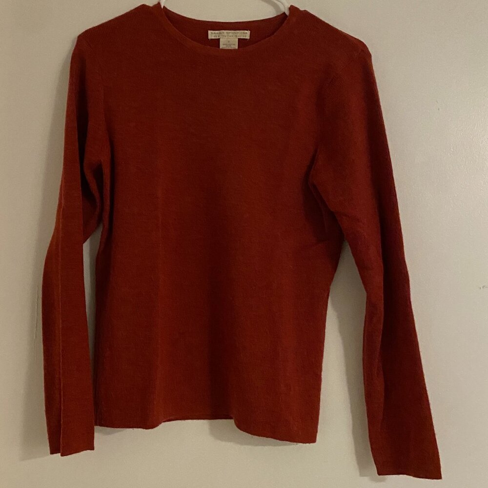 Sarah Spencer 100% Italian Merino Wool Sweater Rust Red Size Small